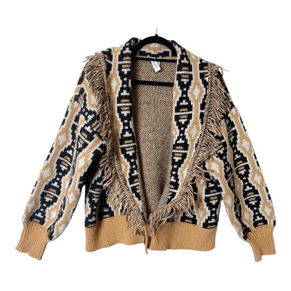 Grace and Karma Womens Aztec Fringe Boho Western Tribal Cardigan Sweater Size 1X - Picture 1 of 8